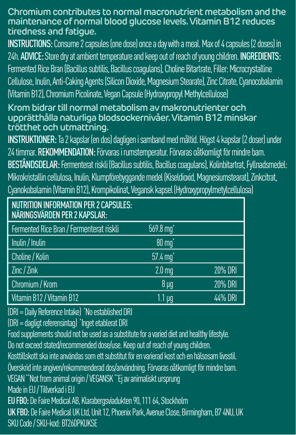BeaT-2 Blood Sugar Support Supplement - Glucose Balance